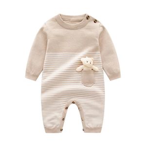 Baby Strampler Herbst Kamel Langarm geboren Jungen Mädchen Gestrickte Pullover Overalls Winter Kleinkind Infant Outfits Tragen 240110