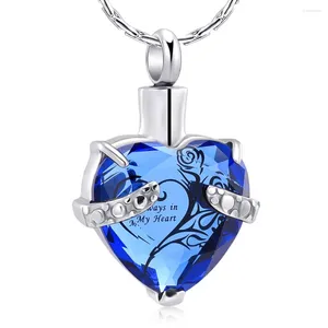 Cadenas de cristal en forma de corazón, joyería de cremación, collar de urna conmemorativa para cenizas, soporte de ceniza de acero inoxidable, colgante de recuerdo