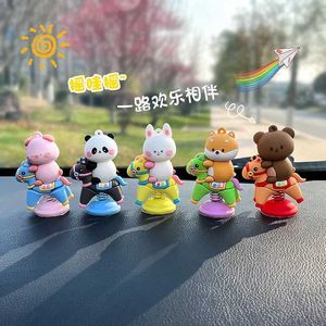 Acessórios interiores shiba inu panda ornamentos de carro cavalo de balanço automotivo na moda console de carro decoração de mesa balão