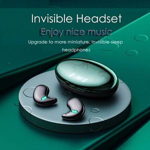 Hörlurar mini Bluetooth -headset trådlöst osynlig sömn dedikerad hifi -musikörlurar sport som kör öronsnäckor med mic lång lek 7 timmar