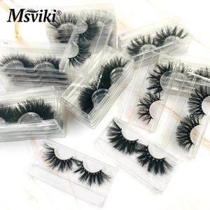 Borstar återanvändbara korta 3D -mink fransar bulk grossistföremål för affärs naturliga fluffiga 25mm mink ögonfransar smink wispy falska ögonfransar