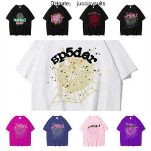 Camiseta gráfica rosa Young Thug Sp5der 555555 impressa Spider Web Pattern algodão estilo H2Y mangas curtas Top Tees hip hop tamanho XS-XXL B7SS