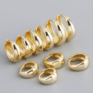 Orecchini moda unisex gioielli lisci 6/7/8/9/10mm diametro 18K giallo bianco placcato oro orecchini a cerchio in argento sterling 925 per uomo donna