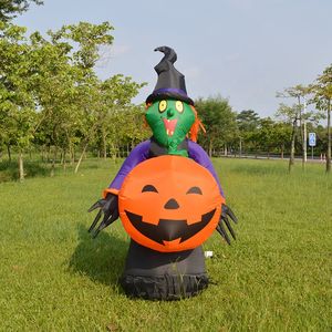 6m 19,7ft grossistanpassad jätte reklam utomhus halloween dekoration uppblåsbar häxa pumpa med LED -ljus