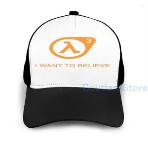 Ball Caps Fashion I Want To Believe Half Life 3 Basketball Cap Men Women Graphic Print Black Unisex Adult Hat