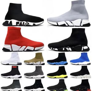 Scarpe parigine Calzino Scarpe firmate Speed Trainer Scarpe da uomo Sneakers Plate-forme Graffiti Nero Bianco Suola trasparente Mocassini di lusso Stivali Plate-forme Scarpe da donna calzino