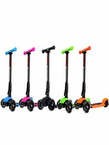 Scooter 5 färger 3 hjul justerbar höjd pu blinkande hjul sparkscooter vikningssystem för barn barn 3 till 17 årt1050518