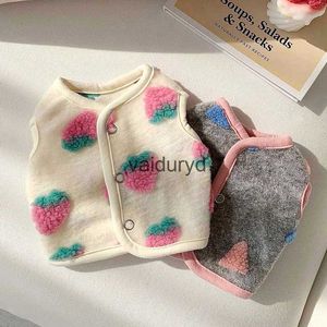 Hundkläder Fashion Strawberry Clothes Teddy Cat et valp Soft Pet Fall/Winter Short Coat Corgi Open Topvaiduryd