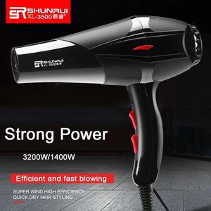 Secador de cabelo iônico profissional, quente/frio, forte potência, 210v, escova elétrica, equipamento de cabeleireiro, preto