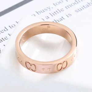 S paznokcie mody mody tytanowe grawerowane grawerowane listy projektant Pierścień Pierścień Pierścionki zaręczynowe dla kobiet z pudełkiem