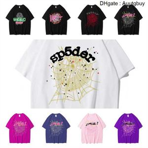 T-shirt da uomo 24SS 555 T-shirt Hip Hop Kanyes Style Sp5der Spider Jumper Manica corta per giovani cantanti europei e americani AEWY