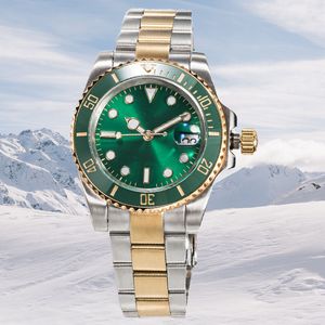 Automatic watch Mechanical green ceramic ring Watch 40mm Wristwatches Black dial Stainless Steel Strap Montre de Luxe sapphire glass rotating bezel romantic watch