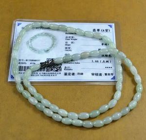 Halsband naturliga jade jadeit halsband pärlor halsband brud smycken nya amulet ljusgrönt certifikat