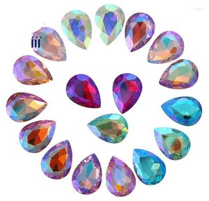 Pendant Necklaces 80PCS/20Pcs Mixed Colors AB Pointed Teardrops Fancy Glass Stones (Various Sizes)