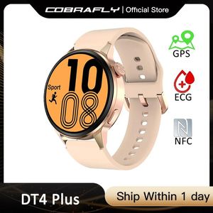 Watches COBRAFLY 2022 DT4 Plus Men Women Smart Watch NFC 1.36 inch Round Watches Man 280mAh Battery ECG Voice Assistant Fitness Bracelet