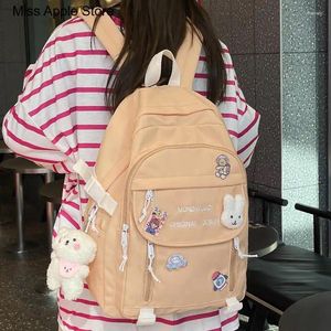 Schultaschen Tasche Mode Frauen Laptop Buch trendige süße weibliche College-Rucksack Dame Abzeichen Pin Student Mädchen Reise Kawaii