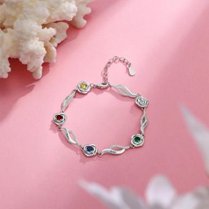 Bracelets JewelOra Designer Personalized Rose Flower Bracelets with 15 Name Engraving Customized Inlaid Birthstone Bracelets & Bangles