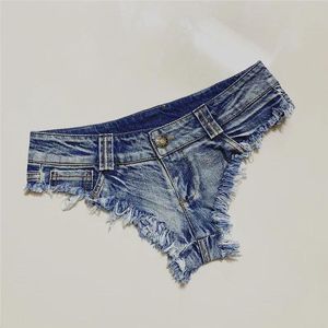 Shorts de cintura baixa mini jeans quentes dança tanga bar shorts denim praia casual senhora