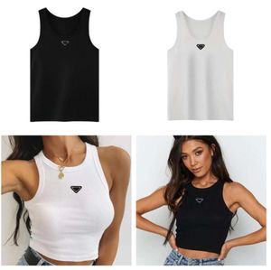 Designer Womens Tank Tops T Shirts Summer Women Tees Crop Top Embroidery Sexig Off Shoulder Black Casual ärmlös Backless Solid Color Vest 798