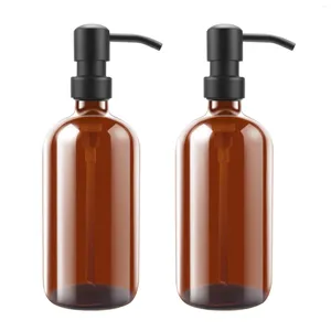 Bath Accessory Set Glass 18 Oz Hand Bottle Stainless Steel Push-Type Dispensing Soap Dispenser