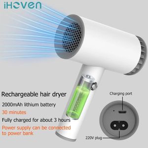 Trockner Profissional Haartrockner USB Abs Langlebiger Smart Cordless Blow Dryer Home Salon Equipment Tragbarer Haartrockner Diffusor Constant