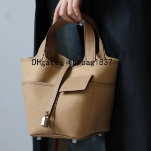 Designer tote bag bucket bag18cm 10A mirror quality brown total Handmade functional luxury handbag cloth patchwork special customized style with original box