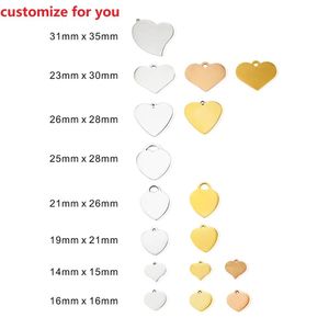 Rings 30pcs Per Lot Laser Engrave Heart Charms Stainless Steel Engravable Heart Beads Heart Tags Heart Pendant for Necklace