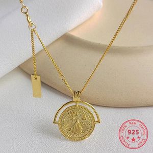 Halsband 925 Silver European American New Style Gold Round Coins Pendant Choker Halsband Indien smycken