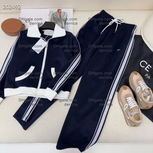 Tute da donna Set da due pezzi Pantaloni da giacca firmati con lettere laterali per tuta da donna Slim Jumpers Set di capispalla autunnali