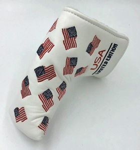 Nuovo arrivo PU Leather USA Flag Edizione limitata Golf Club Blade Putter Head Cover Copricapo Natale Compleanno Regalo aziendale9986842