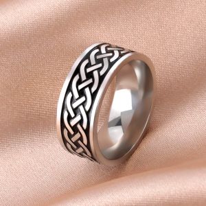 Vintage Irish Celtics Knot Ring for Men Women 14K Black Gold Couple Cool Finger Rings Party Jewelry Gift 2024 New