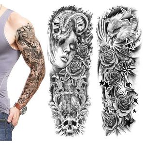 New Xianhe Phoenix Carp Black Flower Arm Full Large Pattern Water Transfer Printing Temporary Simulation Tattoo Sticker