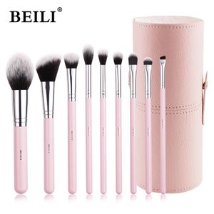 Brushes BEILI Makeup Brushes Set with Case Prefessional Foundation Powder Eyeshadow Cosmet Brush kit Pink Make Up Instruments Holder