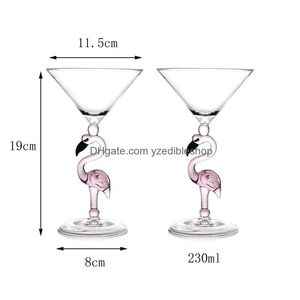 Wine Glasses Creative Flamingo Glass Cup Bordeaux Cocktail Champagn Goblet Party Bar Drinkware Wedding Gifts Home Drink Ware Drop De Dhop1
