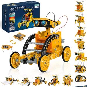 Stem Toys Kit di assemblaggio robot 12 in 1 Set di costruzioni scientifiche fai da te educativo 190 pezzi Alimentato a energia solare e cellulare 2 gocce Consegna consegna Dhge4