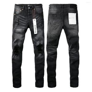 Jeans masculinos roxo marca high street slim fit destruído buraco hip hop denim calças compridas streetwear