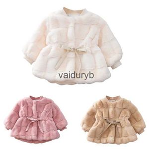 Daunenmantel Winter Baby Mädchen Kunstpelzmantel Herbst verdicken Fleece Kinderkleidung Säuglingsoberteile Süße Bögen Kinderkleidung Koreanisches Outfitvaiduryb