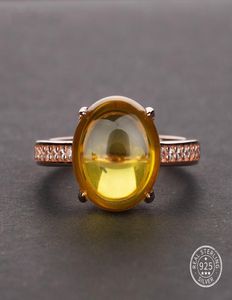 Rose Gold Natural Citrine Gemstone Ring för kvinnor i 925 Sterling Silver Yellow Citrine Ring Bröllopsengagemang Storlek 5121346267