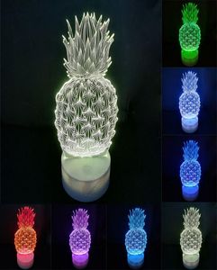 Ananas 3D Lampe Kreative Kleine Tischlampe Acryl LED Nachtlicht Touch 7 Farbwechsel Schreibtisch Tischlampe Party Dekoratives Licht9426461