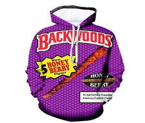 New MenWomens Backwoods Honey Berry Blunts Funny 3D Print Fashion Tracksuits Crewneck Hip Hop Hoodies3665659