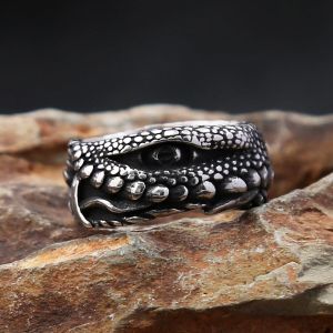 Vintage 14K Weißgold Devils Eye Ring für Männer Mode Punk Biker Dragon Claw Ringe kreative Amulett Schmuck Geschenke