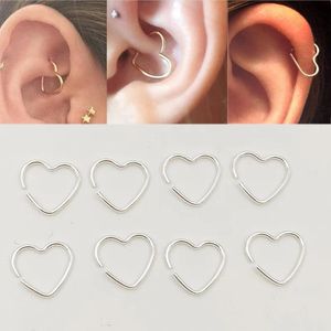 Jewelry pack of 10 pcs 925 Sterling Silver heart Nose Ring nose helix cartilage hoop body piercing jewelry