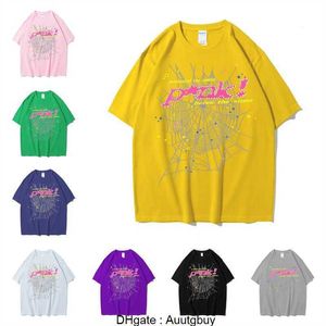 Spindel t-shirt sp5der ung thug 555555 t-shirts sommar män kvinnor mode svartrosa hip hop kortärmkläder 4b45