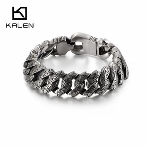 Bracelets KALEN Punk Chunky Twisted Link Chain Bracelet Men Stainless Steel Mysterious Skull Charm Bangle Homme Jewellry Accessories 2020