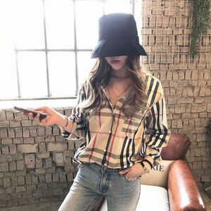 Womens Blouses Designer Plaid Shirts Fashion Classic Spring Summer T-Shirt Plus Size Casual Long Sleeve Top Plus Size S-3XL