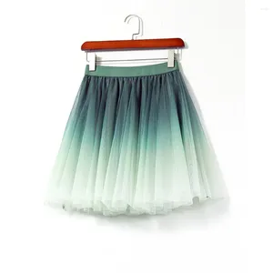 Saias Tutu Tulle Saia Puffy Ruffles Mini Prom Party Doce Feminino 2024 Verão Plissado Preto Curto RS1075