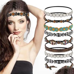 Opaski na głowę Bohemian Women Fairband opaska na głowę Pearl Rhinestone Hair Opasek