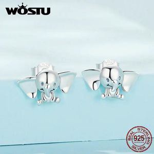 Ohrringe WOSTU 100 % 925 Sterling Silber Elefanten-Ohrringe, geschnittene Tier-Ohrstecker für Frauen und Mädchen, edler Schmuck, Geburtstagsfeier, tägliches Geschenk