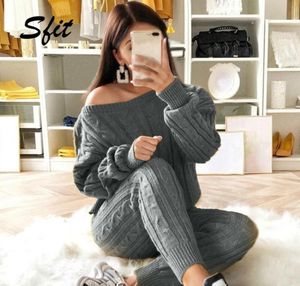 Sfit Women Casual Knit 2 Piece Outfit Long Sleeve Sweater Pullover Crop Top and Shorts Pants Jumpsuit Skirts Dress Set 20194934722
