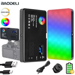 Tillbehör LED RGB CAMERA LIGHT FULL COLPAGE VIDEO LIGHT KIT DIMBABLE 2500K9000K BICOLOR PANEL LIGHT CRI 95+ uppladdningsbar 3100mAh